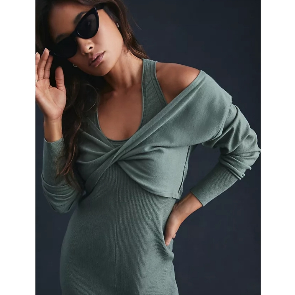 NWOT Anthropologie "The Elle Set" Tank Dress & Cropped Long Sleeve Shrug Set